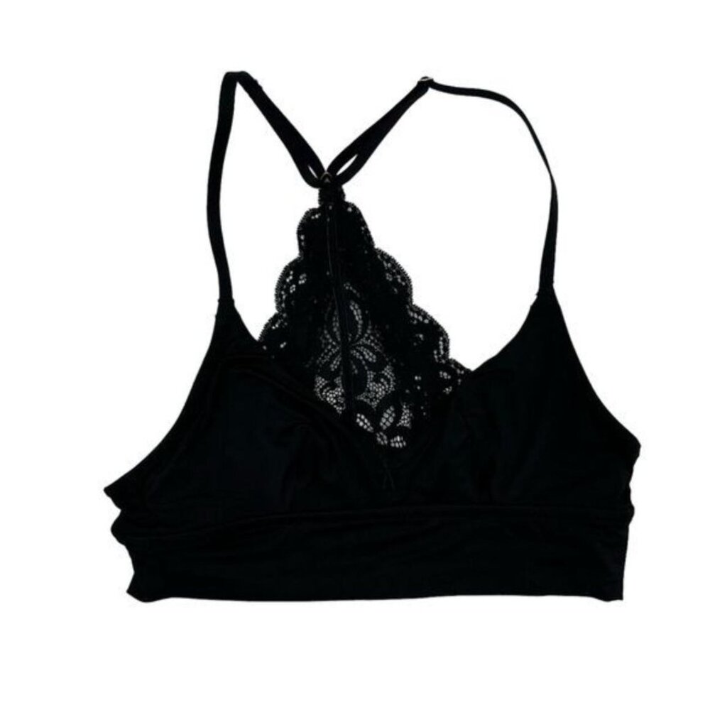 Aerie American Eagle Black Racer Back Style Unlined Bra Bralette Wireless